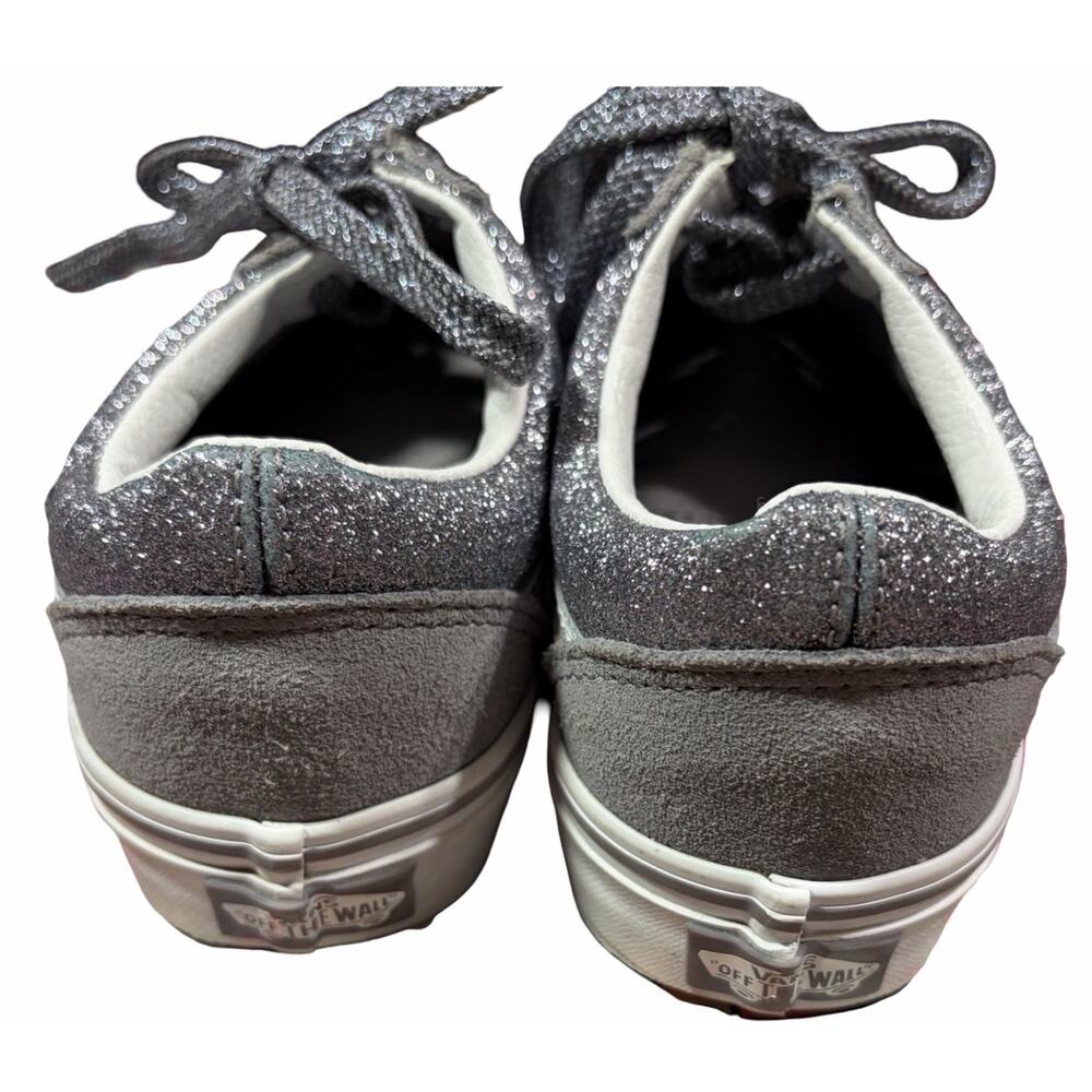 Vans SK8-Low Top Glitter Silver Sneakers Gunmetal Gray Women's Size 6 Sparkle - Picture 4 of 8